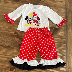 Mickey & Minnie embroidered. 9 months.